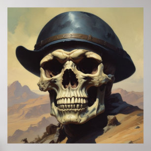 Skull Oil Painting Style Painting Illustration Poster