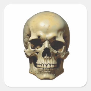 Skull Oil Painting Style Painting Illustration Square Sticker