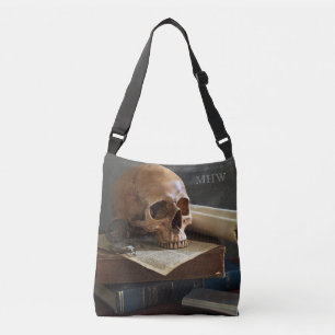 Skull on Books custom monogram bags