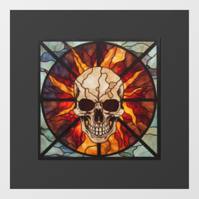Skull on fire, stained glass, flaming (Sheet)
