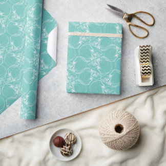 Skull on Teal Wrapping Paper