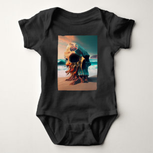 Skull on the beach baby bodysuit