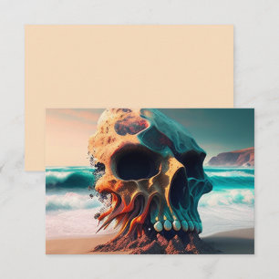 Skull on the beach card