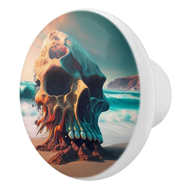 Skull on the Beach Ceramic Knob (Right)
