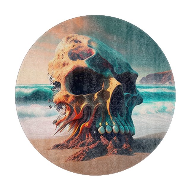 Skull on the Beach Cutting Board (Front)
