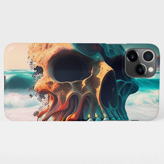 Skull on the beach iPhone case (Back Horizontal)