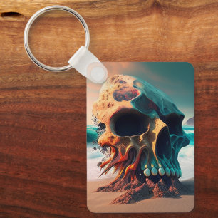 Skull on the beach key ring