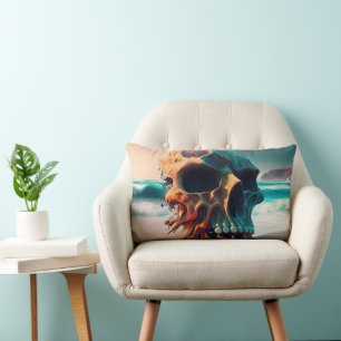 Skull on the beach lumbar cushion