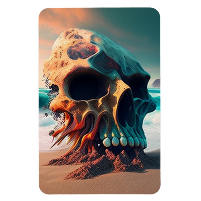 Skull on the beach magnet (Vertical)
