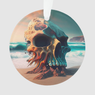 Skull on the beach ornament