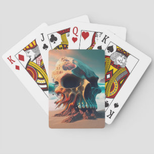 Skull on the beach playing cards