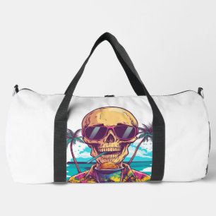 Skull on Vacation � Chill Funny Beach Skeleton Duffle Bag