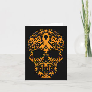 Skull Orange Ribbon Leukaemia Cancer Awareness Mex Card