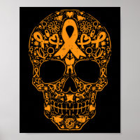 Skull Orange Ribbon Leukaemia Cancer Awareness Mex