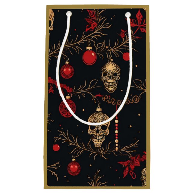 Skull Ornament Gift Bag (Gold) (Front)