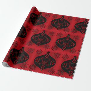 Skull Ornament Red and Black Wrapping Paper