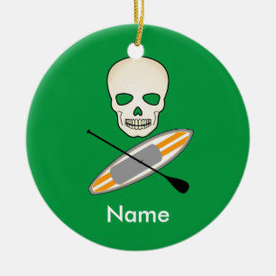 Skull & Paddleboard Ceramic Tree Decoration