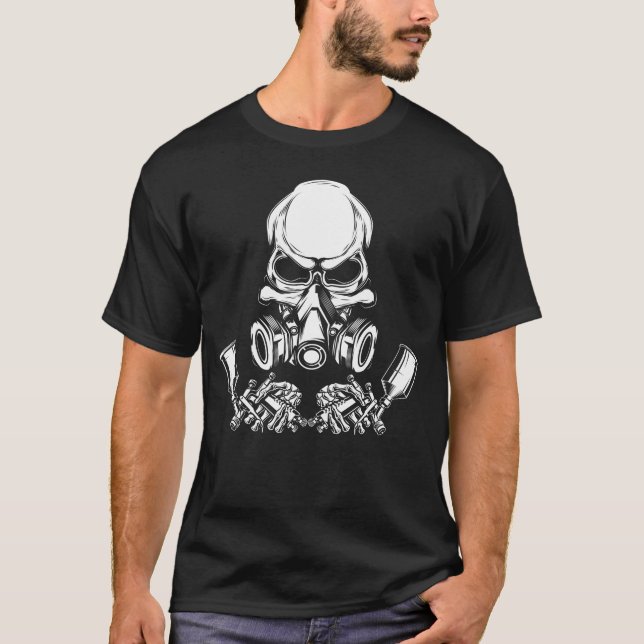 Skull Painter Car Painting T-Shirt (Front)