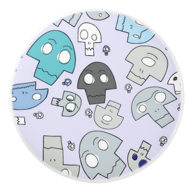 Skull Pattern Ceramic Knob (Front)