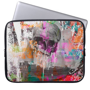 skull pattern. colourful effects ship skull abstra laptop sleeve