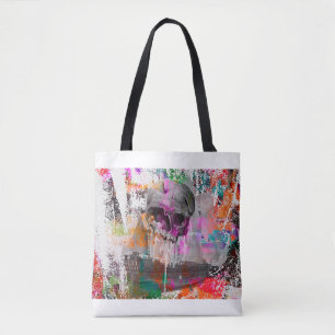 skull pattern. colourful effects ship skull abstra tote bag