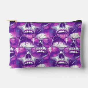 Skull Pattern Design with Purple Sunglasses Accessory Pouch