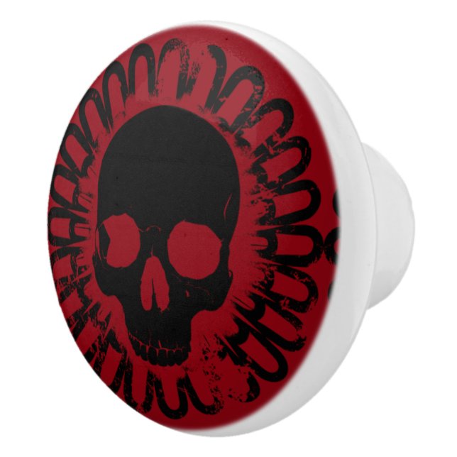 Skull Pattern Elegant Fun Halloween Goth Any Colou Ceramic Knob (Right)