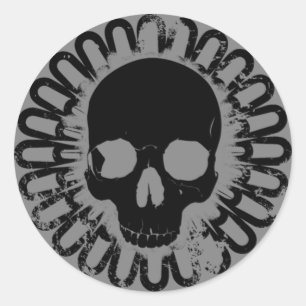 Skull Pattern Elegant Fun Halloween Goth Any Colou Classic Round Sticker