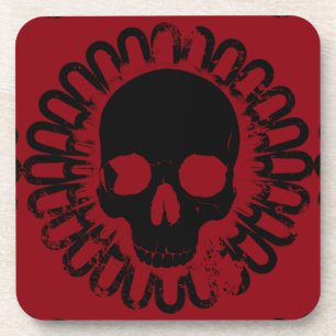 Skull Pattern Elegant Fun Halloween Goth Any Colou Coaster