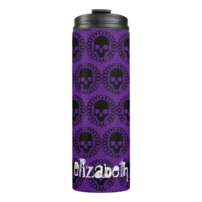 Skull Pattern Elegant Fun Halloween Goth Any Colou Thermal Tumbler (Front)