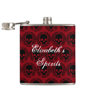 Skull Pattern Elegant Fun Halloween Goth Any Hip Flask