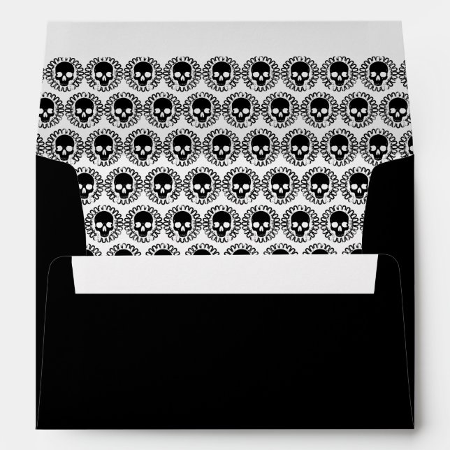 Skull Pattern Elegant Halloween Punk Goth Envelopes (Back (Bottom))
