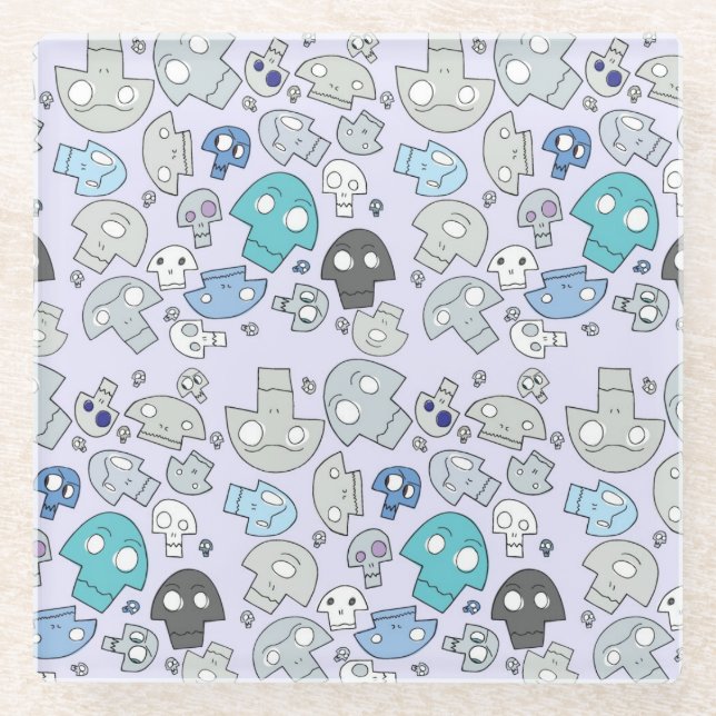 Skull Pattern Glass Coaster (Front)