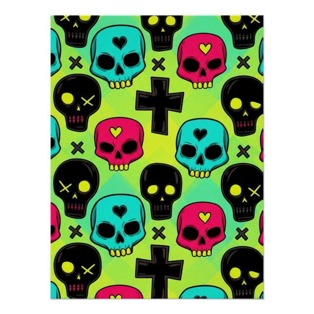Skull Pattern Glossy Poster (Front)