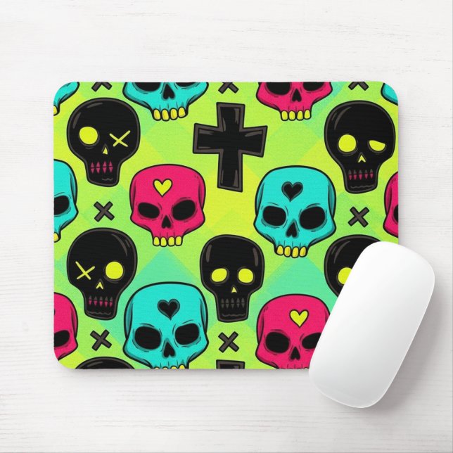 Skull Pattern Mousepad (With Mouse)