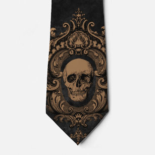 Skull Pattern   Neck Tie   Black