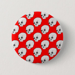 Skull Pattern On Red Background 6 Cm Round Badge