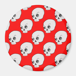 Skull Pattern On Red Background Magnet
