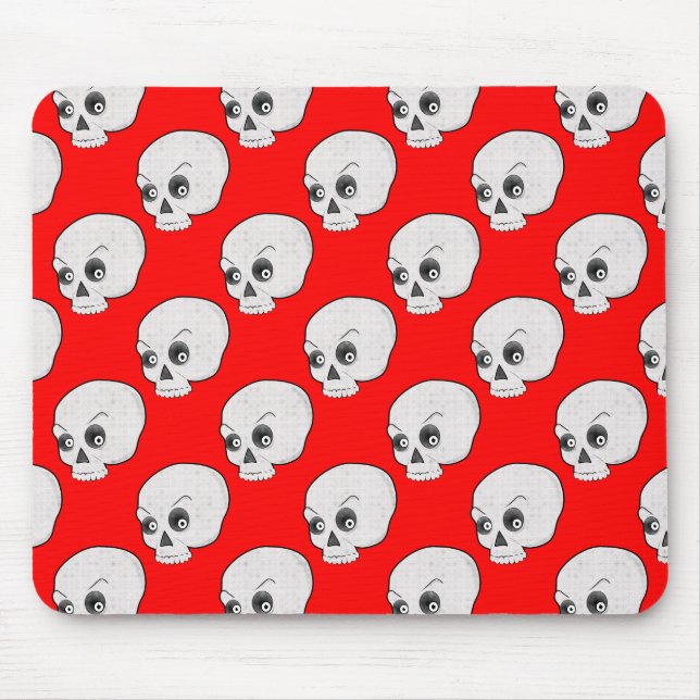 Skull Pattern On Red Background Mouse Pad (Front)