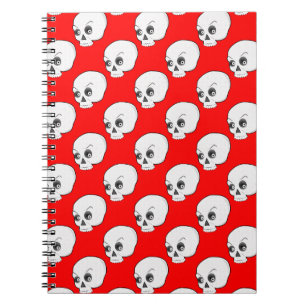 Skull Pattern On Red Background Notebook