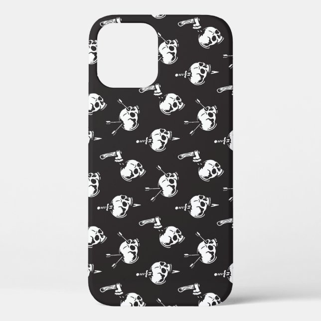 Skull Pattern with Weapons: Dark Background. Case-Mate iPhone Case (Back)