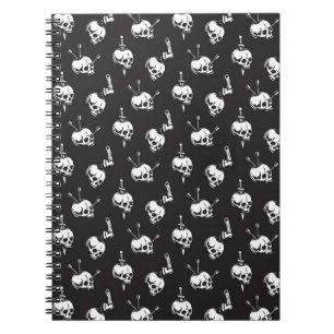 Skull Pattern with Weapons: Dark Background. Notebook