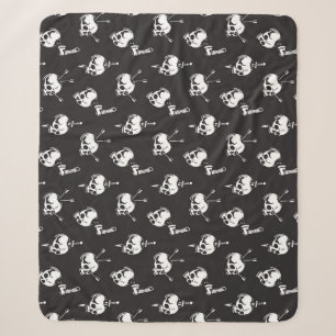 Skull Pattern with Weapons: Dark Background. Sherpa Blanket