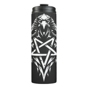 Skull Pentagram Tribal by BurnsInhell Thermal Tumbler