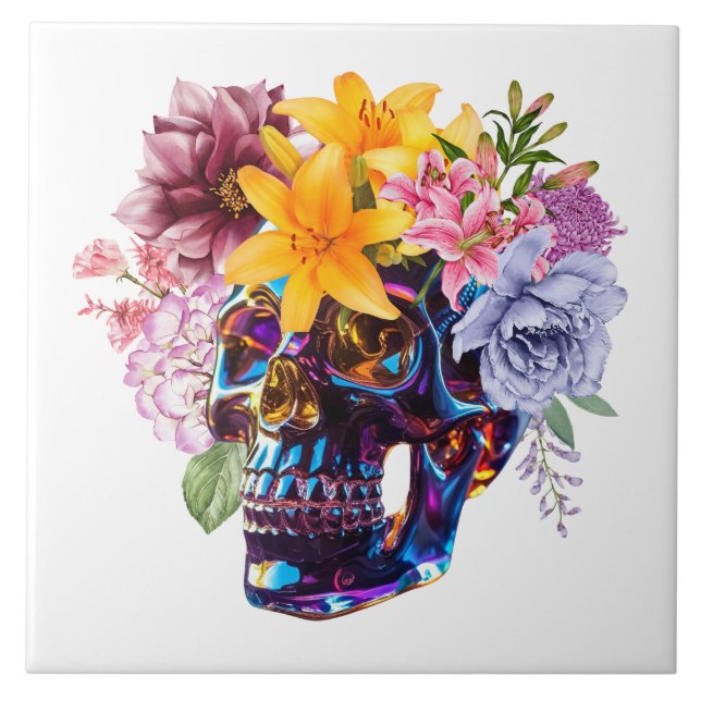SKULL PETALS CERAMIC TILE (Front)