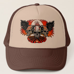 Skull Phoenix white, Trinity Winged Skulls Trucker Hat