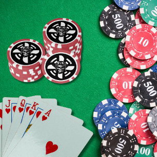 Skull Pilot & Aeroplane Propeller, Minimalist,Blac Poker Chips