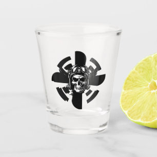 Skull Pilot & Aeroplane Propeller, Minimalist,Blac Shot Glass