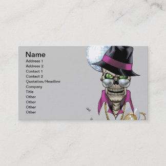 Skull Pimp with Hat, Glasses, Gold Chain and Disco Business Card