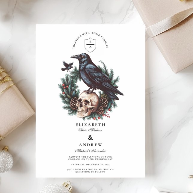Skull & Pine Raven Gothic Invitation (Creator Uploaded)